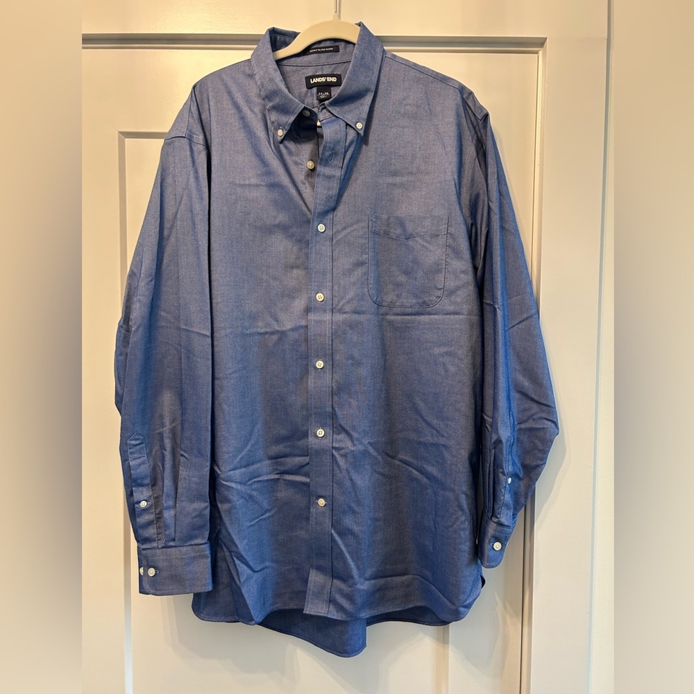 Lands' End Men's Classic Navy Button-Down Shirt